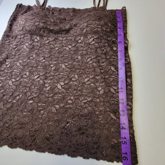 Dark Brown Lace Long Camisole Lace Tank Top Stretchy Long Camisole - Size L- NEW - Picture 9 of 14